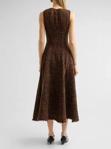 Proenza Schouler White Label Women's Beatrix Textured Tweed Midi Dress | Thumbnail 3 Proenza Schouler White Label Women's Beatrix Textured Tweed Midi Dress | Thumbnail 3