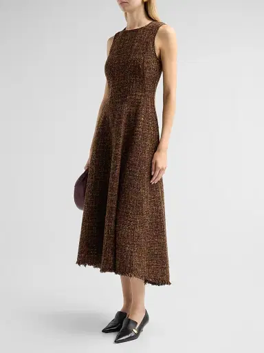 Proenza Schouler White Label Women's Beatrix Textured Tweed Midi Dress | Thumbnail 4 Proenza Schouler White Label Women's Beatrix Textured Tweed Midi Dress | Thumbnail 4