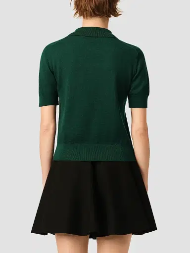 AMI PARIS Women's Ami De Coeur Wool Polo Top | Thumbnail 3
