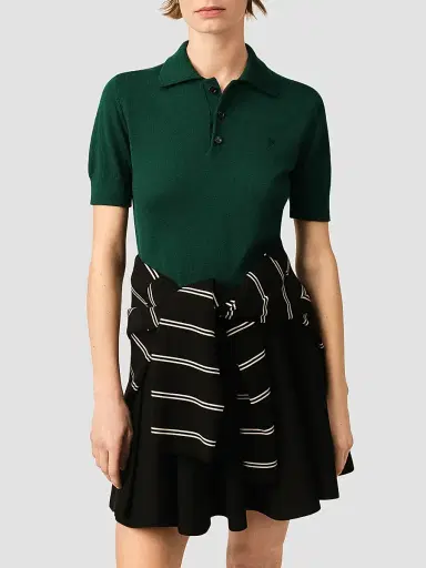 AMI PARIS Women's Ami De Coeur Wool Polo Top | Thumbnail 4