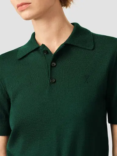 AMI PARIS Women's Ami De Coeur Wool Polo Top | Thumbnail 5