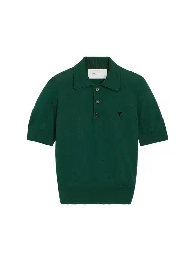 AMI PARIS Women's Ami De Coeur Wool Polo Top | Thumbnail 1