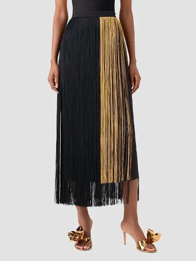 Akris Women's Colorblocked Fringe Midi Pencil Skirt | Thumbnail 2