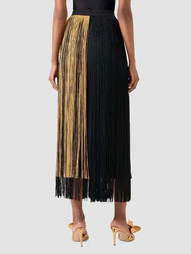Akris Women's Colorblocked Fringe Midi Pencil Skirt | Thumbnail 3