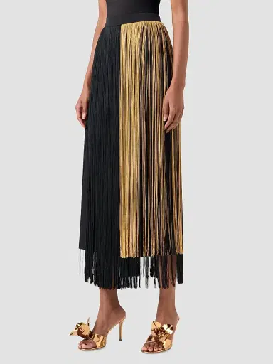 Akris Women's Colorblocked Fringe Midi Pencil Skirt | Thumbnail 4