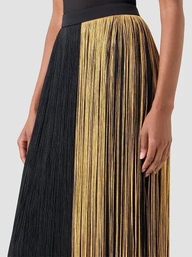 Akris Women's Colorblocked Fringe Midi Pencil Skirt | Thumbnail 5