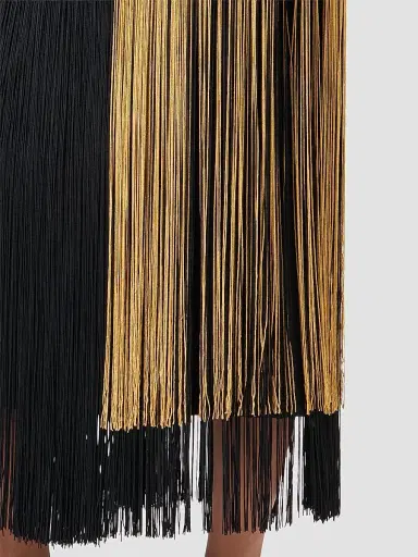 Akris Women's Colorblocked Fringe Midi Pencil Skirt | Thumbnail 6