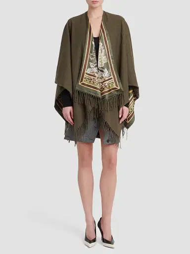 Ferragamo Women's Leopard Print Cashmere-Wool Reversible Cape | Thumbnail 4 Ferragamo Women's Leopard Print Cashmere-Wool Reversible Cape | Thumbnail 4