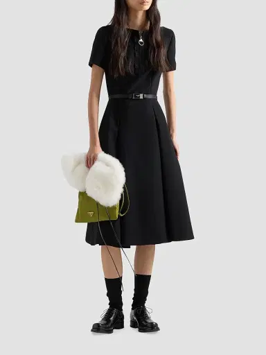 Prada Women's Embroidered Natte Fabric Dress | Thumbnail 2