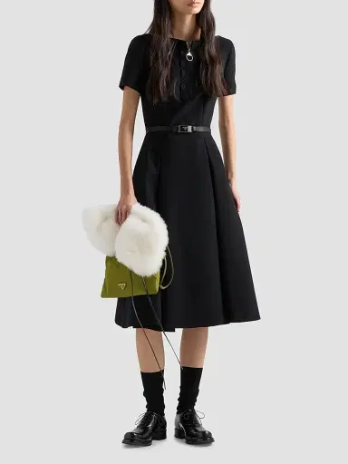 Prada Women's Embroidered Natte Fabric Dress | Thumbnail 3