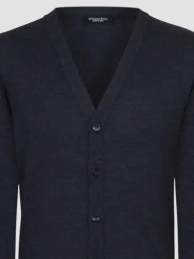 Stefano Ricci Men's Cardigan Sweater with V Collar | Thumbnail 2