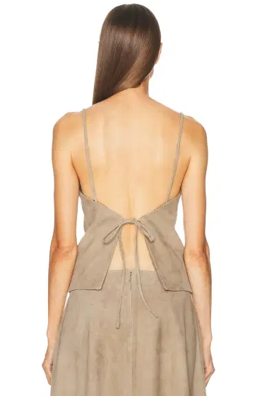 St. Agni Suede Low Back Tie Top | Thumbnail 3