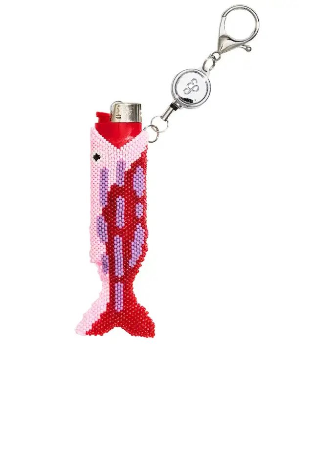 EDIE PARKER Beaded Fish Retractable Lighter Keychain