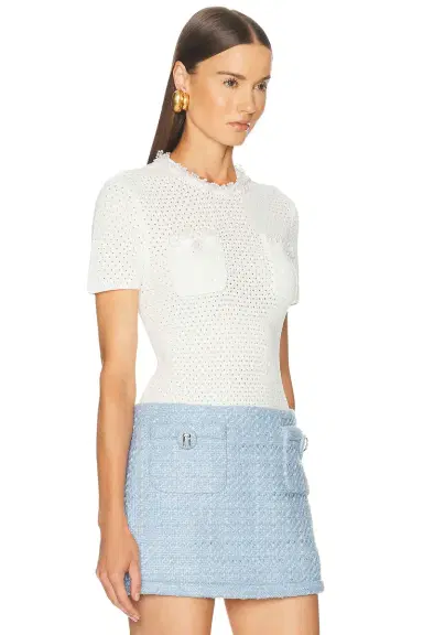 Self-Portrait Pearl Trim Top | Thumbnail 2 Self-Portrait Pearl Trim Top | Thumbnail 2
