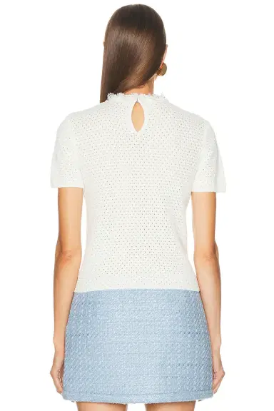 Self-Portrait Pearl Trim Top | Thumbnail 3 Self-Portrait Pearl Trim Top | Thumbnail 3