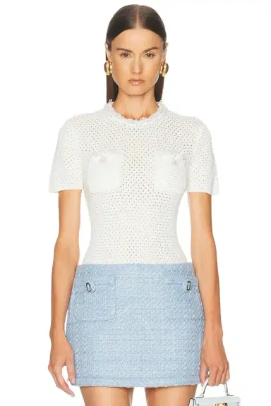 Self-Portrait Pearl Trim Top | Thumbnail 1 Self-Portrait Pearl Trim Top | Thumbnail 1