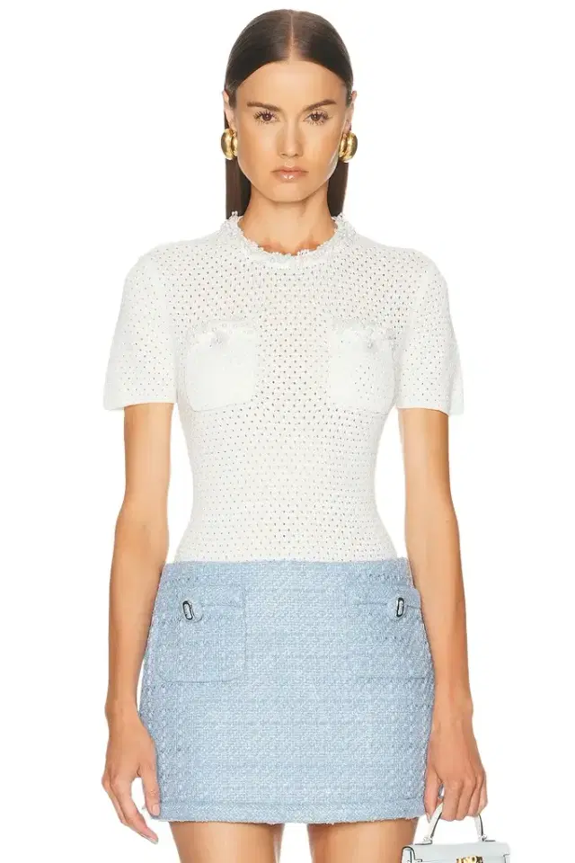 Self-Portrait Pearl Trim Top