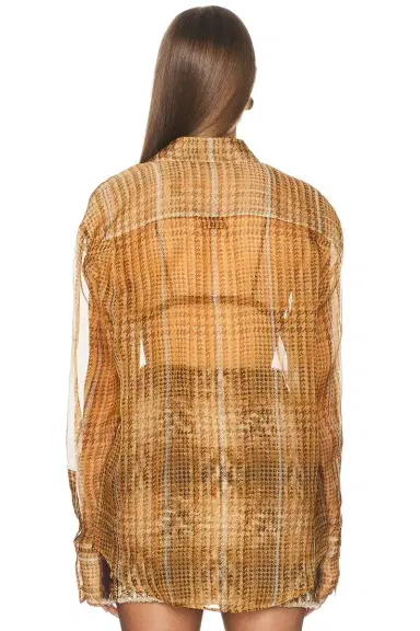 Mugler Plaid Silk Button Down Shirt | Thumbnail 3