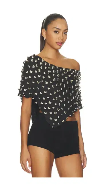 Understated Leather Heart Charm Cropped Poncho | Thumbnail 2