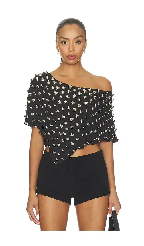 Understated Leather Heart Charm Cropped Poncho