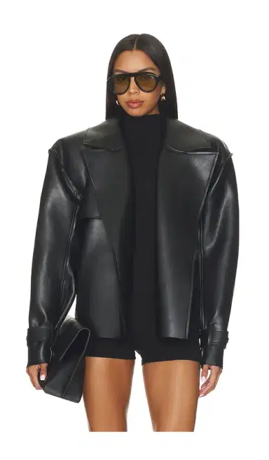 Naked Wardrobe Faux Leather Cropped Trench Coat | Thumbnail 2