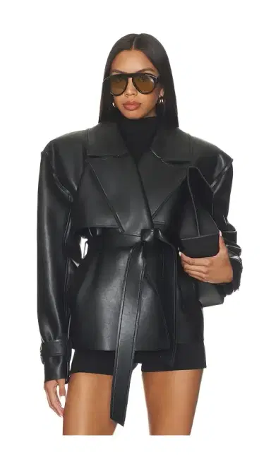 Naked Wardrobe Faux Leather Cropped Trench Coat | Thumbnail 1