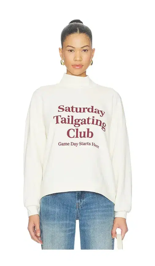 Sunny Somewhere Saturday Tailgating Club Mockneck Sweater