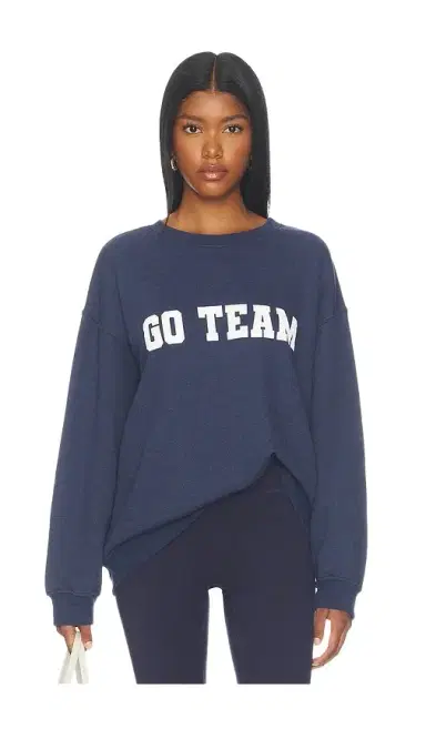 Sunny Somewhere Navy Go Team Oversized Crew Sweater | Thumbnail 1 Sunny Somewhere Navy Go Team Oversized Crew Sweater | Thumbnail 1