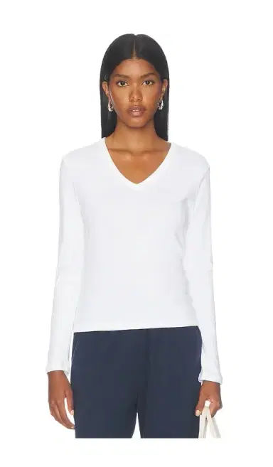 LESET Nando Slim Long Sleeve V Neck Top | Thumbnail 1