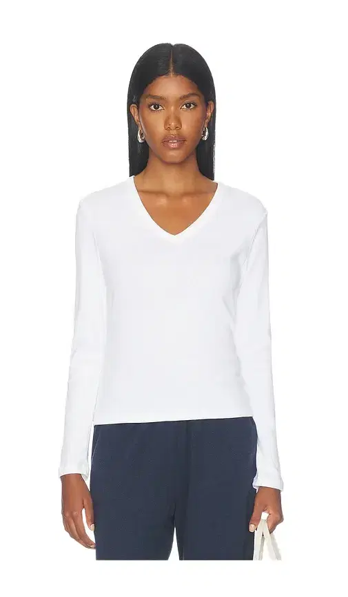 LESET Nando Slim Long Sleeve V Neck Top