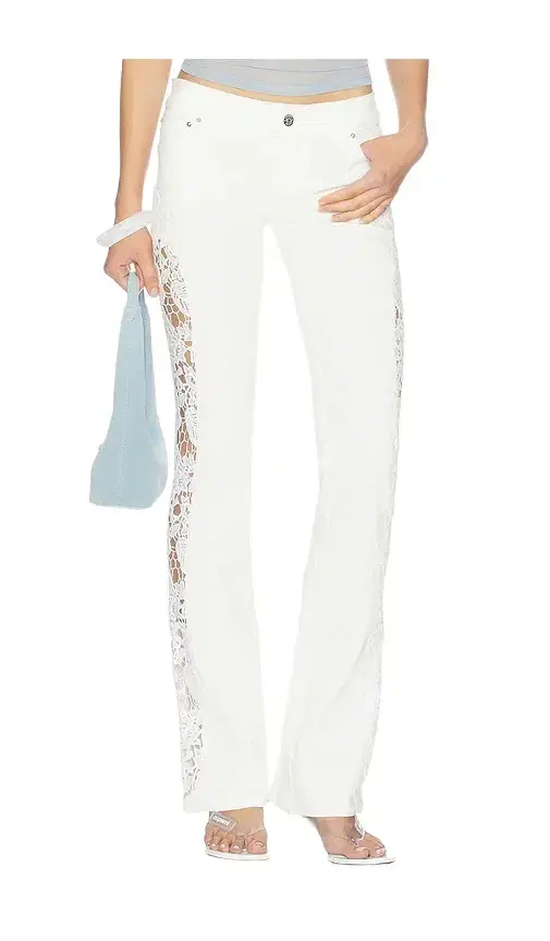Jaded London White Cooper Jeans With Lace Applique