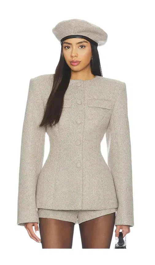 Naked Wardrobe Chevron Suited Button Up Blazer