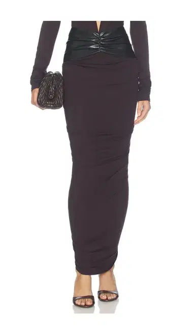 The Andamane Ursula Faux Leather Detailed Midi Skirt | Thumbnail 2 The Andamane Ursula Faux Leather Detailed Midi Skirt | Thumbnail 2