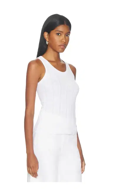 Ganni Compact Pointelle Rib Jersey Tank Top | Thumbnail 2 Ganni Compact Pointelle Rib Jersey Tank Top | Thumbnail 2