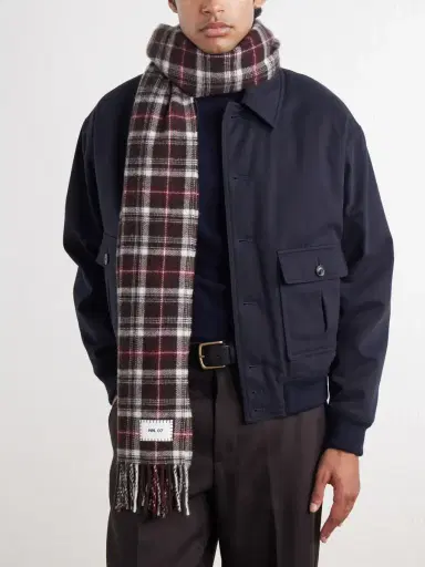 NN07 Fringed Checked Wool Scarf - Men | Thumbnail 2