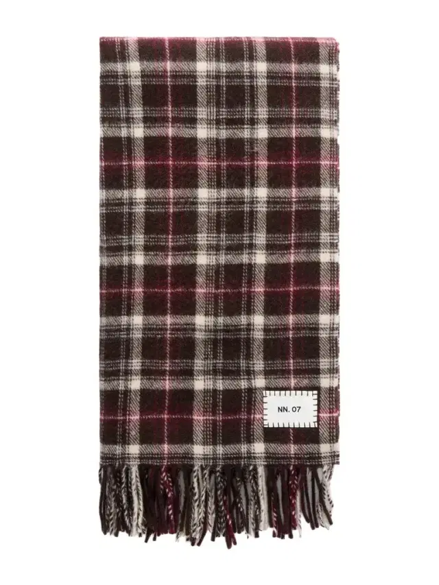 NN07 Fringed Checked Wool Scarf - Men