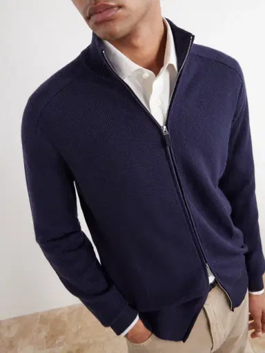 Zegna Cashmere and Silk-Blend Zip-Up Cardigan - Men | Thumbnail 5