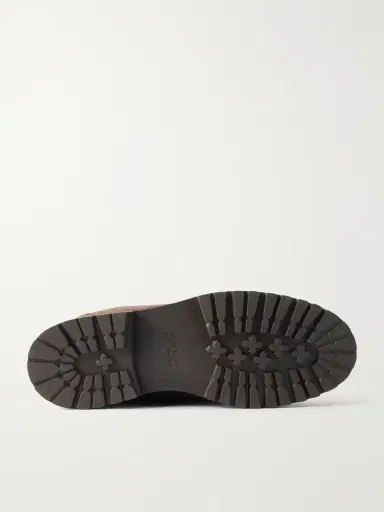 Brunello Cucinelli Shearling-Lined Suede-Trimmed Textured-Leather Lace-Up Boots - Men | Thumbnail 3