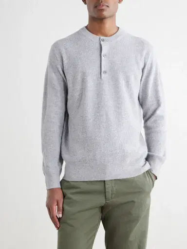 Hartford Wool and Cashmere-Blend Waffle Henley Sweater - Men | Thumbnail 3