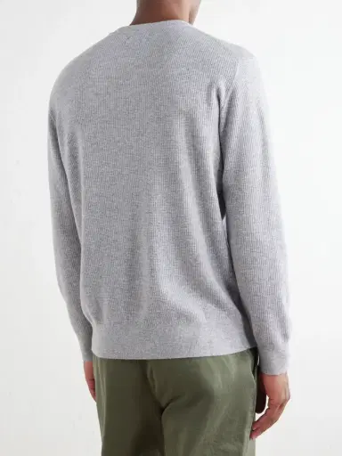 Hartford Wool and Cashmere-Blend Waffle Henley Sweater - Men | Thumbnail 4