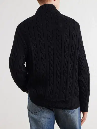 Polo Ralph Lauren Logo-Embroidered Cable-Knit Cotton Half-Zip Sweater - Men | Thumbnail 4