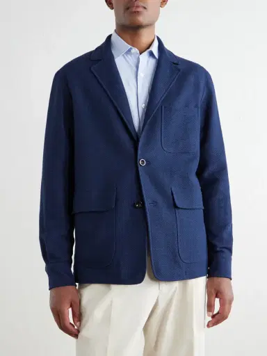 Ralph Lauren Purple Label Cotton-Blend Waffle-Knitted Blazer Jacket - Men | Thumbnail 3