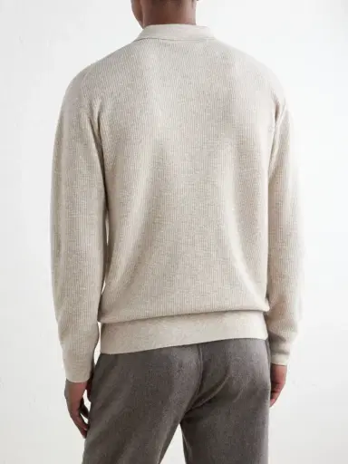 Hartford Ribbed Recycled Wool and Cashmere-Blend Polo Shirt - Men | Thumbnail 4