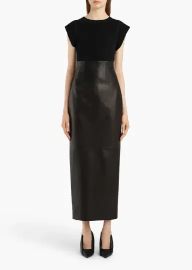 Khaite Loxley Skirt In Black Leather | Thumbnail 2
