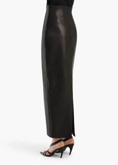 Khaite Loxley Skirt In Black Leather | Thumbnail 4