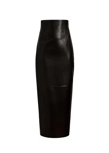 Khaite Loxley Skirt In Black Leather | Thumbnail 1