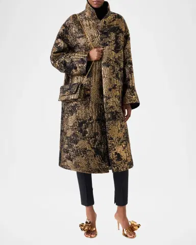 Akris Metallic Jacquard Oversized Coat | Thumbnail 2 Akris Metallic Jacquard Oversized Coat | Thumbnail 2
