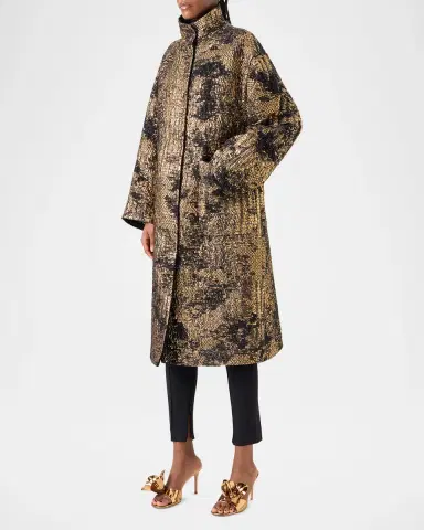 Akris Metallic Jacquard Oversized Coat | Thumbnail 4 Akris Metallic Jacquard Oversized Coat | Thumbnail 4
