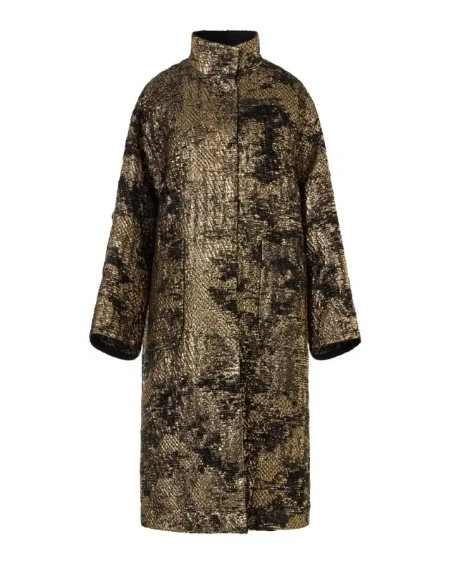 Akris Metallic Jacquard Oversized Coat