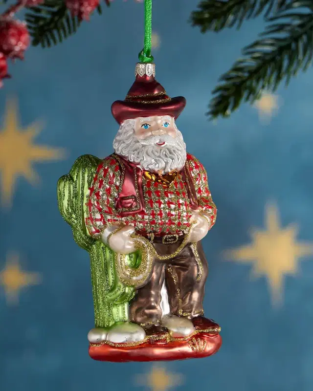 Exclusive Cowboy Santa Christmas Ornament